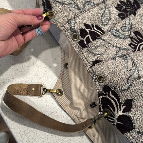 ZAND Amsterdam purse bag tote silver cream floral with movable straps - Picture 12 of 16